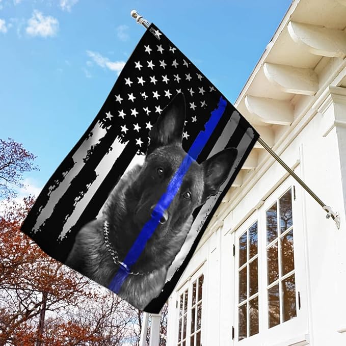 Flags-Belgian Malinois. Police Dog. K9 Flag THB2142F, Garden Flag (11.5" x 17.5")-USA House Garden Flags Premium Polyester-Decorative Outdoor Flags