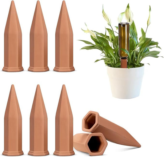 VIVOSUN 6-Pack Self-Watering Spikes, Hexagonal Terracotta Watering Stakes, Auto-Water Device, Planter Insert for Indoor & Outdoor Potted Plants