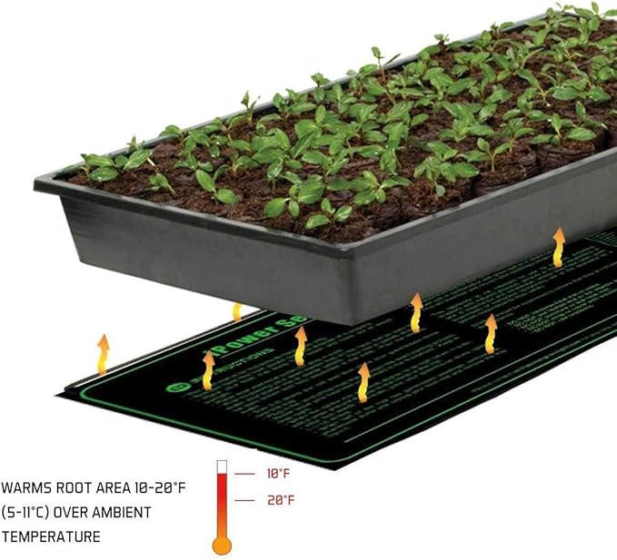 iPower GLHTMTM-A 20" x 20" Waterproof Durable Seedling Heat Mat Warm Hydroponic Plant for Indoor Gardening Germination Starting, black