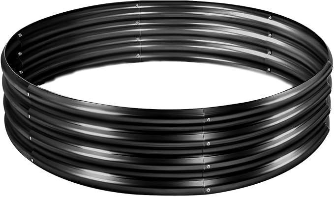 Land Guard 3×3×1ft Galvanized Raised Garden Bed Kit, Round Galvanized Planter Raised Garden Boxes Outdoor, Large Metal Raised Garden Beds for Vegetables, Grey