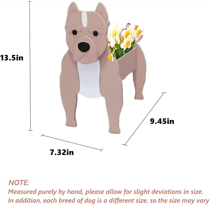 Bulldog Dog Planter Plant Pots,Cute Garden Dog Flower Planter,Dog Planters Birthday Gifts for Women,Office,Indoor/Outdoor Decor（9.45 * 7.32 * 13.5in）