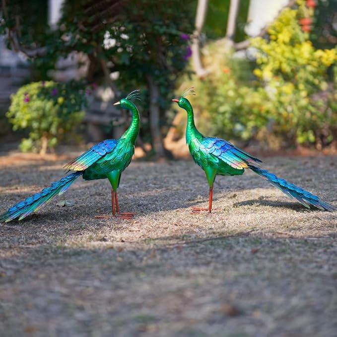 DREAMSOUL Peaock Garden Statues Metal Garden Sculptures & Statues Peacock Statue for Patio Yard Gift