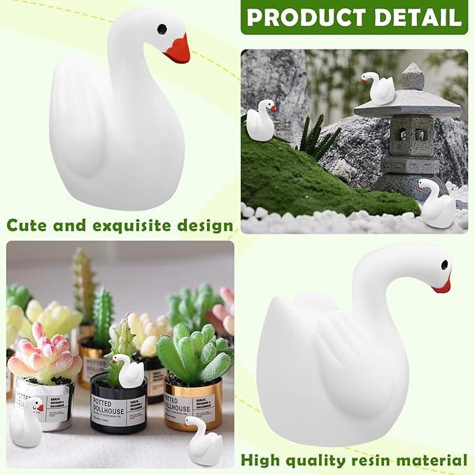 80Pcs Mini Gooses Resin Tiny Gooses Miniature Decoration Figurines Ducks Dollhouse Garden Decor Plastic Mini Animals Micro Landscape Ornament Cake DIY Craft