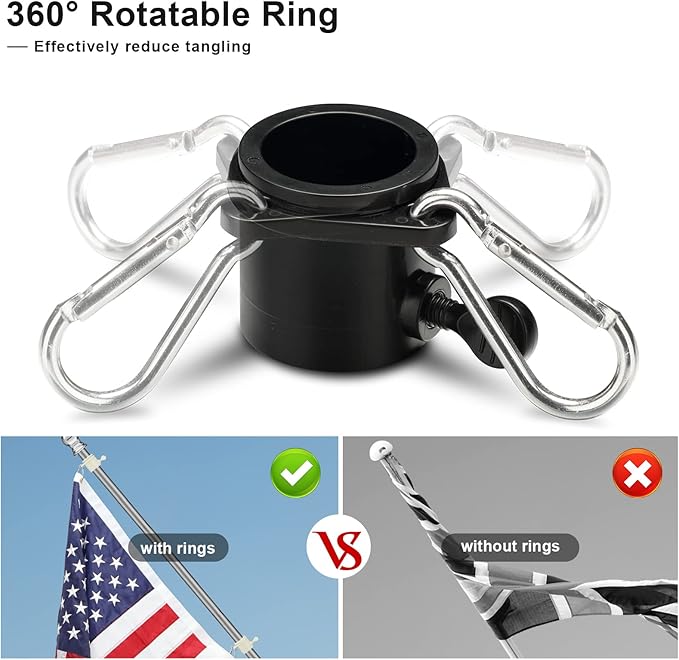 COCONUT Flag Pole for House, 5FT Black Stainless Steel Wall Mount Flagpole Suitable for 3x5 American Flags, Perfect for Yard Truck Porch Boat (Flag Pole Only)