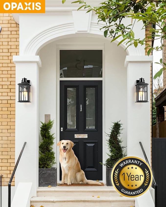 Motion Sensor Outdoor Light, Black Porch Light Dusk to Dawn, Waterproof Outdoor Motion Sensor Light, Anti-Rust Outside Lights for House, Garage, Doorway, Porch, 100% Aluminum