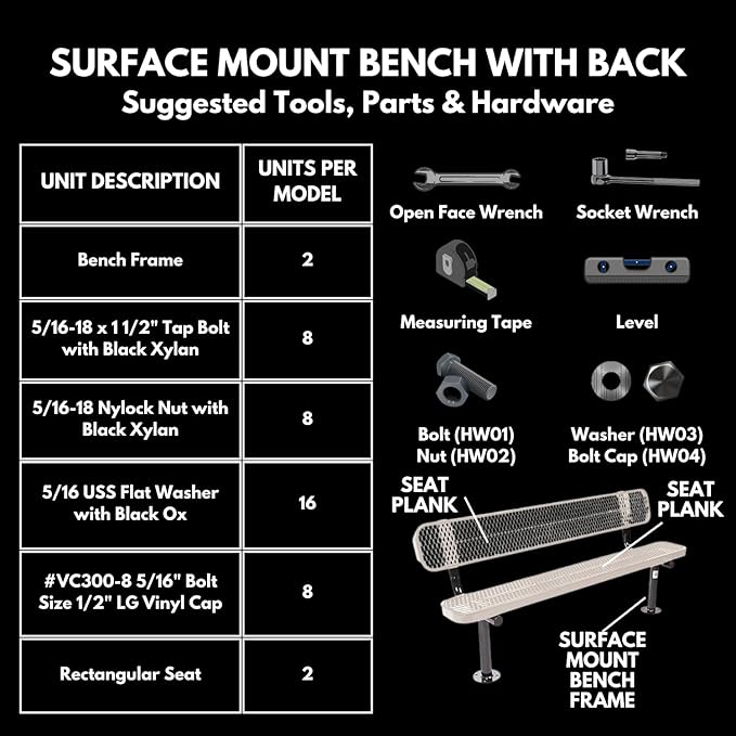 Coated Outdoor Furniture Heavy-Duty Outdoor Bench Thermoplastic Coated, Expanded Metal, Commercial-Grade Seating, Made in America (Surface with Back, 6 Ft, Textured Grey)