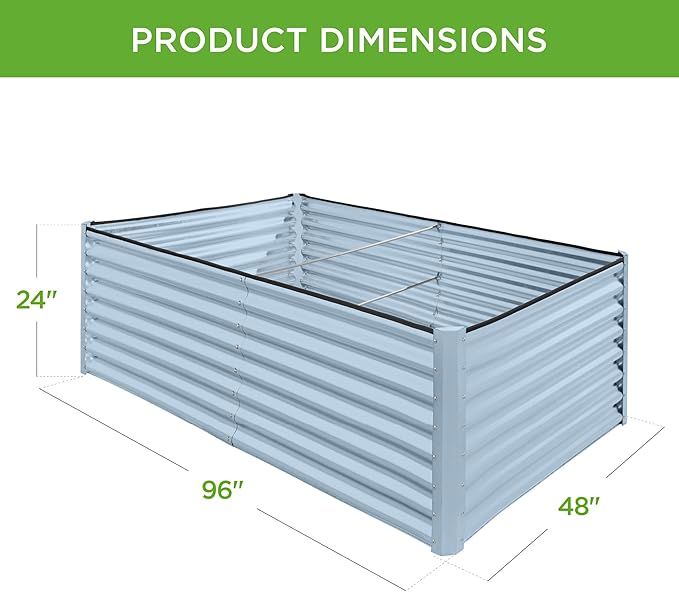 Best Choice Products 8x4x2ft Outdoor Metal Raised Garden Bed, Deep Root Planter Box for Vegetables, Flowers, Herbs, and Succulents w/ 478 Gallon Capacity - Mist Blue