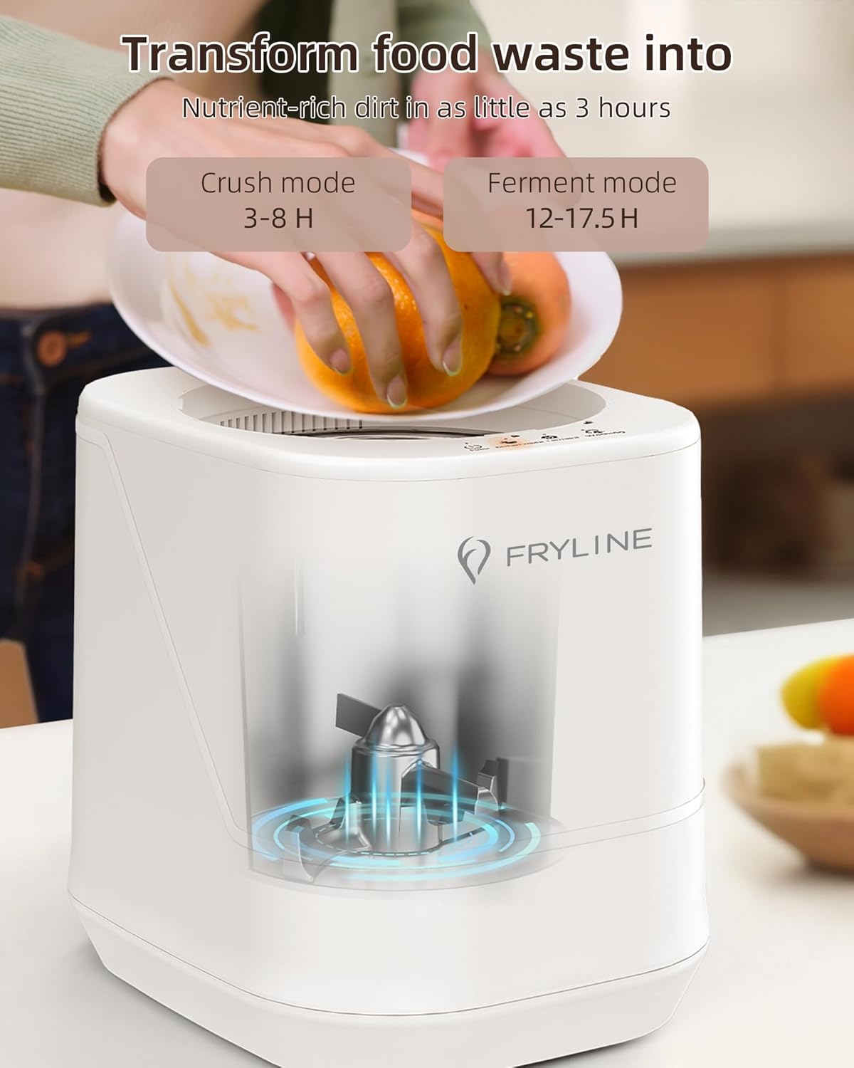 Electric Composter for Kitchen, 4L Countertop Compost Bin, Smart Composter Home Indoor Fertilizer Machine Odorless, Turn Waste to Pre-Compost for Plants