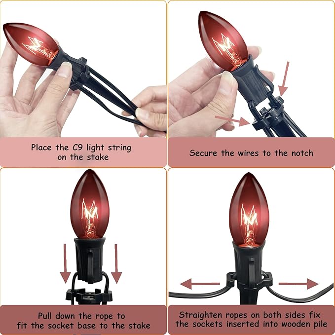 C9 Halloween Pathway Lights Outdoor, 19.5Ft Marker String With Orange and Black Stakes, Walkway Lights for Lawn Yard Sidewalk Garden Decoration