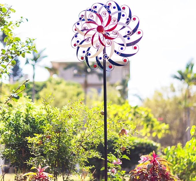 DREAMYSOUL Large Wind Spinners 20" Dia, Metal Patriotic Wind Sculpture Spinner Yard Art for Outdoor Garden Patio Decor