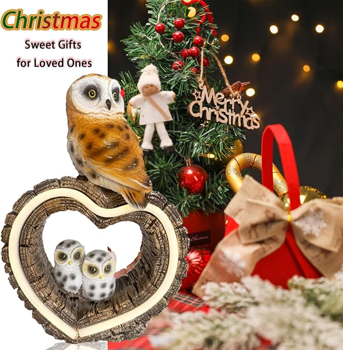 Solar Outdoor Garden Statue, Garden Decor Waterproof Solar Owl Lights for Outside Yards, Art Lawns,Christmas,Home Decor,Birthday Gifts for Women Mom(Love Owl)