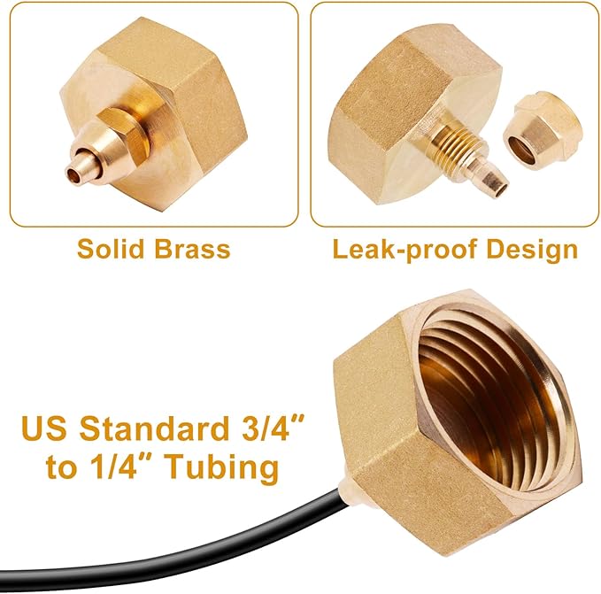 Drip Irrigation Hose Connector, Garden Hose Adapter Solid Brass 3/4 to 1/4 Hose Adapter, Garden Hose to Sink Faucet Adapter Used for Water Hoses (2pcs)