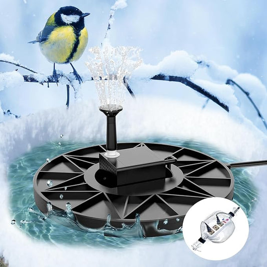 Bird Bath Heater Pond Heater 70W Shallow Water Pond deicer Energy-Saving, thermostatically Controlled Winter Outdoor with a Protective Socket Cover (with Water Pump)
