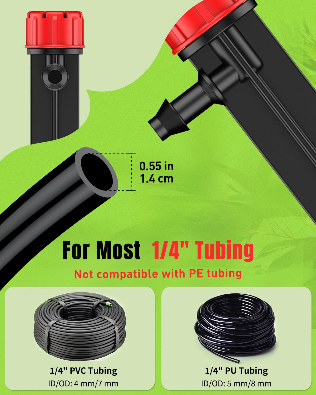 Pawfly 60 Pcs Drip Irrigation Emitters, Garden Drippers for Plants Watering System, Sprinkler Heads with Adjustable 360 Degree Water Flow, Drip Emitters for 1/4" Drip Irrigation Tubing