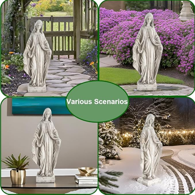 Virgin Mary Statue, Outdoor Garden Religious Decorations, Outdoor Mother Mary Statue, Garden Sculptures & Statues for Home Yard Patio Lawn Deck Hallway