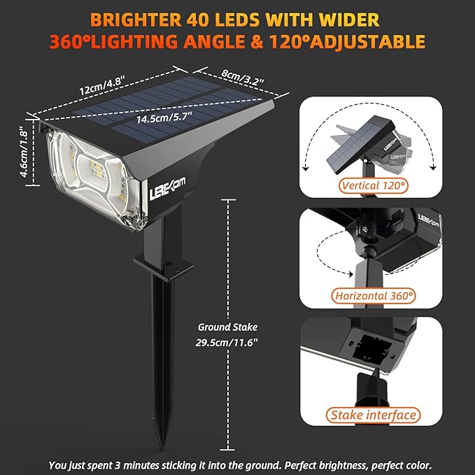 Color Solar Lights Outdoor Waterproof Spotlights with 9 Light Modes, Color Changing Solar Outdoor Lights for Decorate Festivals, Colored Solar Spot Lights Auto On/Off, RGBW 6 Pack