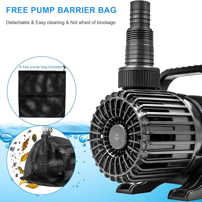 Outdoor 1800Gph-100W 32.8FT Small-Pond Water-fall & Kio Fish Fountain-s &Garden Pump Submersible IPX8: Long 32.8FT Cord Smart-er & Quieter Duck & Yard &Patio Ponds Pumps, 1 Barrier Pump Bag