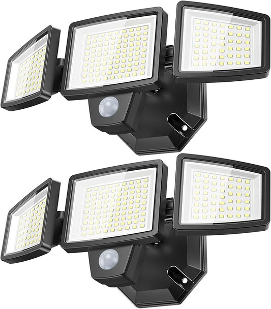65W LED Flood Lights Outdoor, 6500LM, Waterproof, 6500K Motion Sensor Flood Lights Outdoor with Adjustable 3 Head Detected Floodlight for Outside Entryway Garage, Yard, Porch, 2Pack