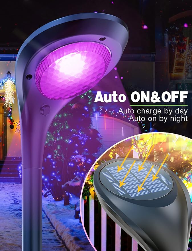 Color Solar Pathway Lights, 4-Pack Color Changing Solar Lights Outdoor Waterproof for Easter Halloween Christmas LED Garden Landscape Light Solar Powered for Yard Path Patio Driveway Lawn