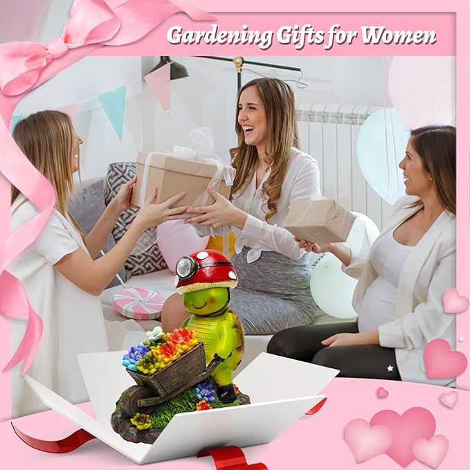 Solar Light Turtle Outdoor Garden, Turtle Solar Light for Yard Patio Decor 4 LED Solar Powered Lighting Outside Light Up Turtle Garden Statue Gardening Gift for Women Cute Decor