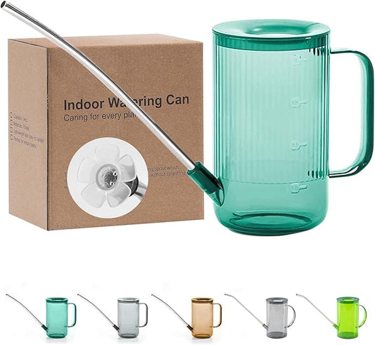 Long Spout Watering Can Indoor, Small Watering Cans for House Plants, Flowers, Succulents 33.8oz(Green)