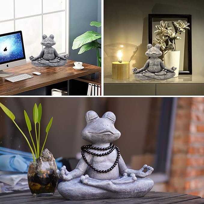 Goodeco 12.5" L×10" H Meditating Yoga Frog Statue - Gifts for Women/Mom, Zen Garden Frog Figurines for Home and Garden Decor, Frog Decorations Gift Ideas, Frog Gifts for Women