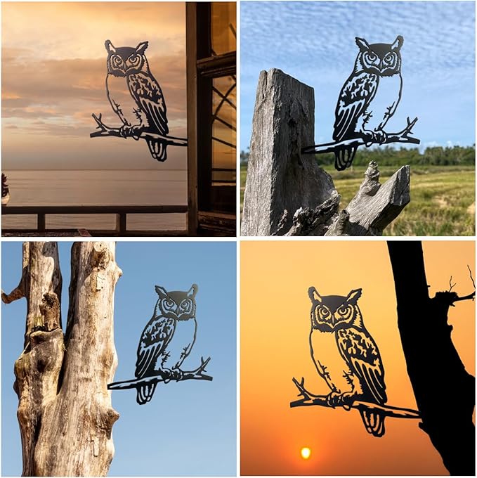 Owl Garden Decor Metal Birds Yard Decor Owl Wall Decor Gifts Wall Art Metal Owl Outdoor Christmas Garden Decor Yard Art Outdoor Tree Decor Garden Silhouette,Metal Art for Outside