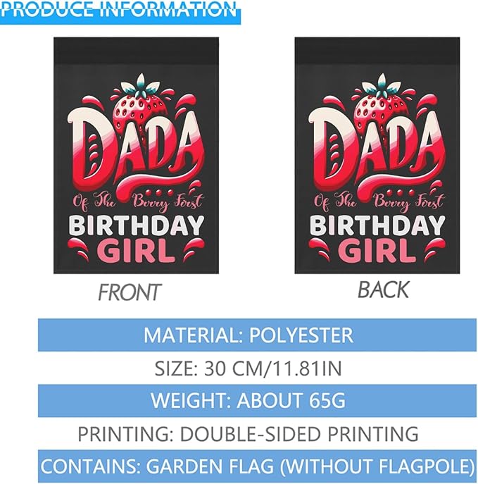 Dada of The Sweet One Garden Flag for Outside 12x18 Double Sided Novelty Yard Decor for Outdoor Decor