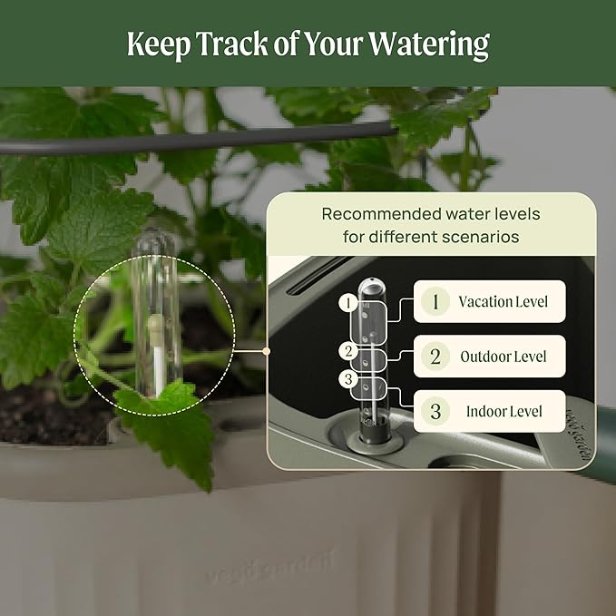 Vego garden Mini Planter Indoor Pots with Trellis Self-Watering Herb Countertop Planter for Climbing Vegetables Flowers Mint Plants Cage- Cream White