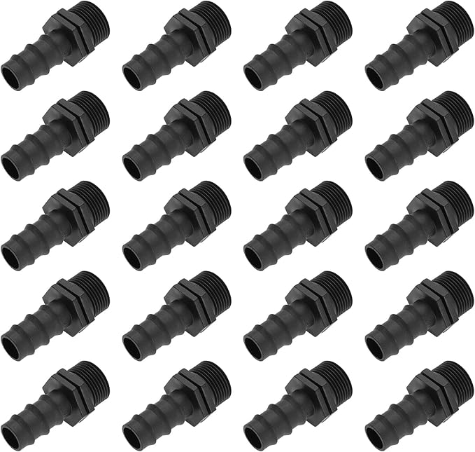 SING F LTD 20pcs 20mm to 3/4 Inch Couplings Irrigation Hose Connector Garden Hose Connector Kit Barb Connector for Drip Irrigation System Garden Pipe Fitting