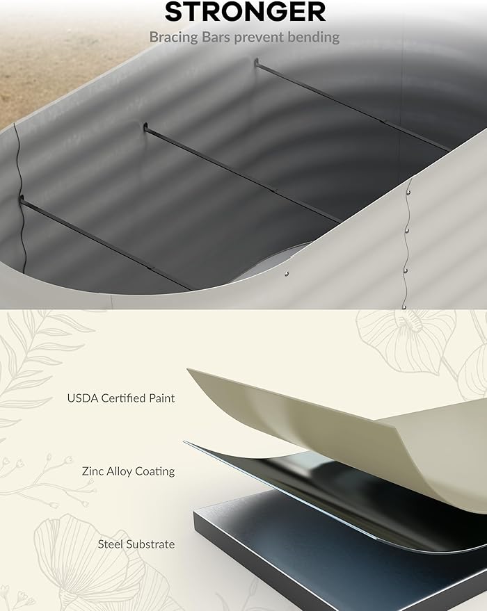 8x2x1.5ft Raised Garden Bed,Galvanized Raised Planter Boxes Outdoor with Easy Assembly, Large Garden Bed for Vegetables, Fruits, Flower,Raised Garden Bed,Beige