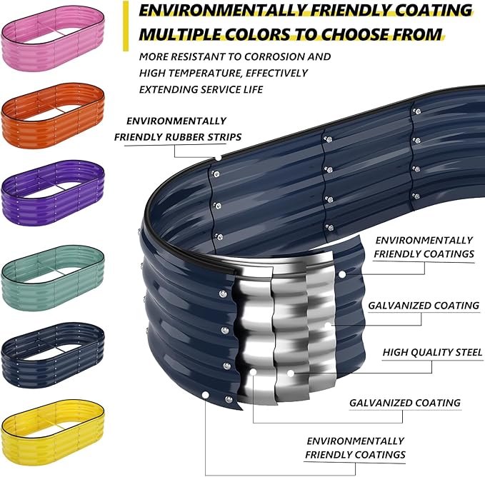 Raised Garden Beds Outdoor Galvanized Planter Raised Garden Bed 4x2x1ft Flower Garden Bed