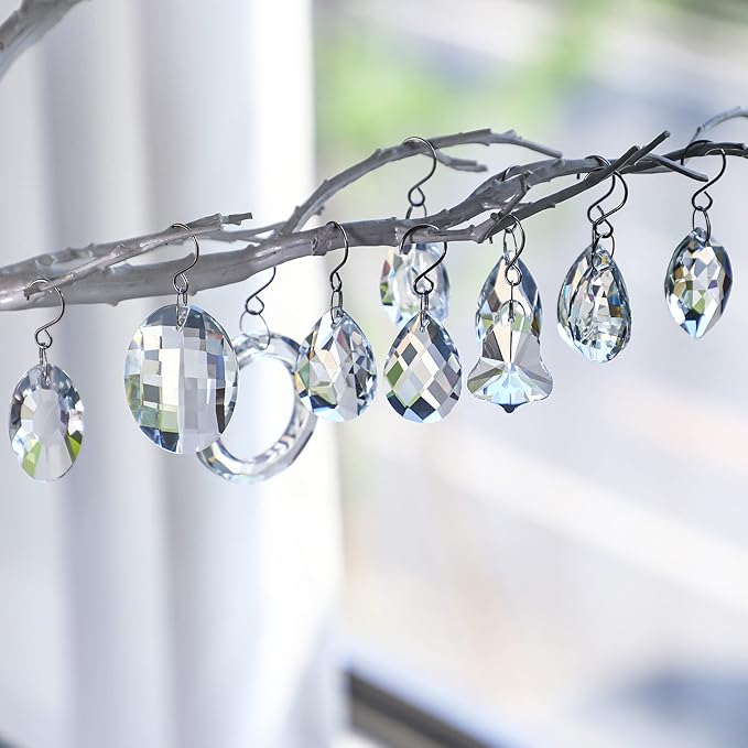 H&D 11pcs Clear Crystal Chandelier Lamp Lighting Drops Pendants Balls Prisms Hanging Glass Prisms Parts Suncatcher Home/House Decor