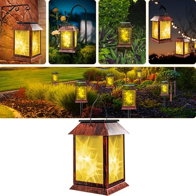 Solar Lanterns Outdoor Waterproof, Upgraded Flashing Mode Solar Lantern Outdoor Lights, 3D Starry Hanging Outdoor Lanterns Lights Stake Lights for Yard Garden Decor（1PCS）