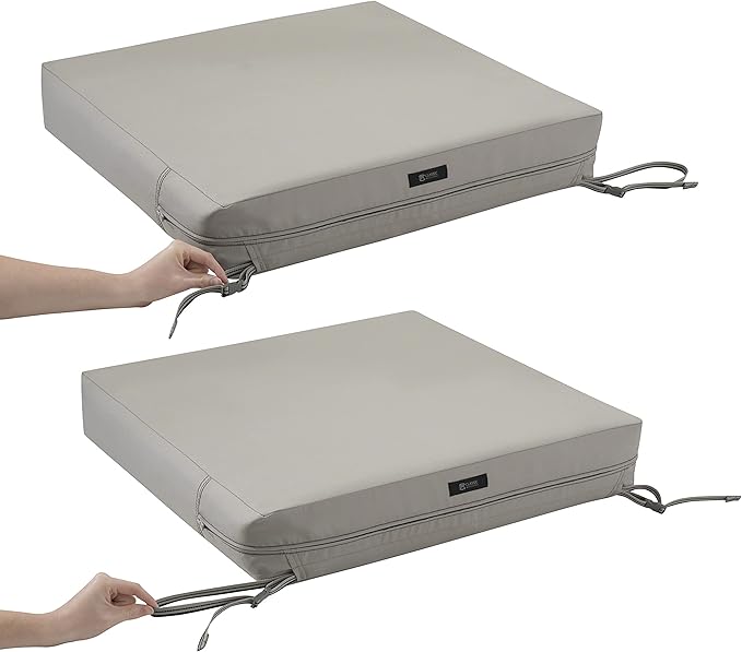 Classic Accessories 62-017-MUSHRM-EC Ravenna Seat Cushion, 21x19x5 Inch (Pack of 1), Mushroom, Patio Loveseat Cushion