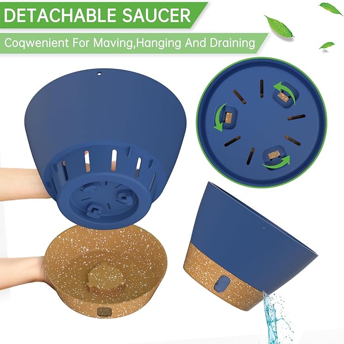 ZMTECH Hanging Planters for Indoor Plants Set of 2 Self Watering Hanging Pots Hanging Baskets Hanging Flower Pots for Outdoor Hanging Plants(10 Inch, Blue)