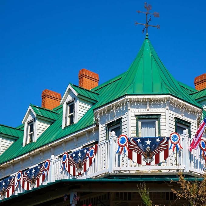 FLAGWIX American Flag Patriotic Eagle American Non-Pleated Fan Flag TPT1636F, 1.5x3 ft, 4 Pack Suitable for Outdoor and Indoor