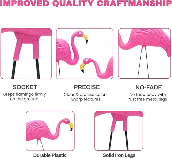 4E's Novelty 2 Pink Flamingos Yard Decorations - Large 23" Flamingos Yard Ornaments - Pink Flamingos for Yard Sculptures & Statues - Lawn Flamingos Outdoor Garden Decor, Weather Resistant