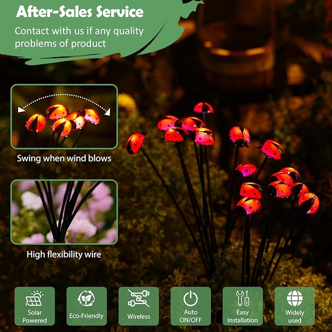 Nacome Solar Ladybug Outdoor Lights for Outside: Waterproof Swaying Patio Path Light for Garden Decor Yard Porch Landscape Decoration – Solar Fairy Lights(4pack) Gifts for Mom Grandma