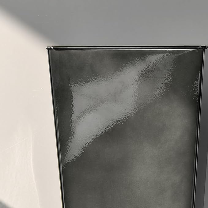 KOL 25'' & 28'' Tall Glazed Planter with Saucer, Set of 2, Galvanized Steel Planter Metal Pots for Indoor & Outdoor Use, Decorative Flower Plant Pots with Drainage Hole for Porch, Patio, Deck - Black