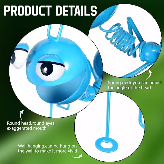 Sratte Metal Garden Decor Owl Ant Yard Art Wall Decor Outdoor Indoor Colorful Hanging 3D Fence Tree Decoration Cute Wall Sculpture for Home Garden Patio Porch Bedroom Kitchen(Ant, 6 Pcs)