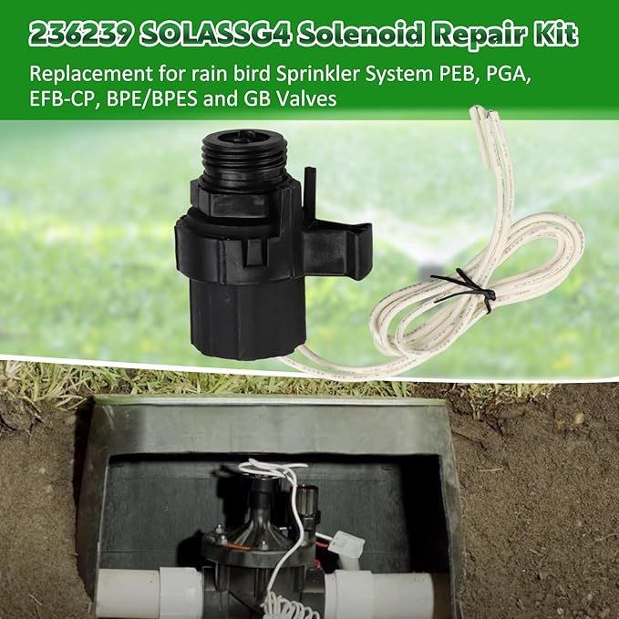 236239 Solenoid Repair Kit Replacement for SOLASSG4 Garden Sprinkler System PGA, PEB, EFB-CP, BPE/BPES and GB Valves