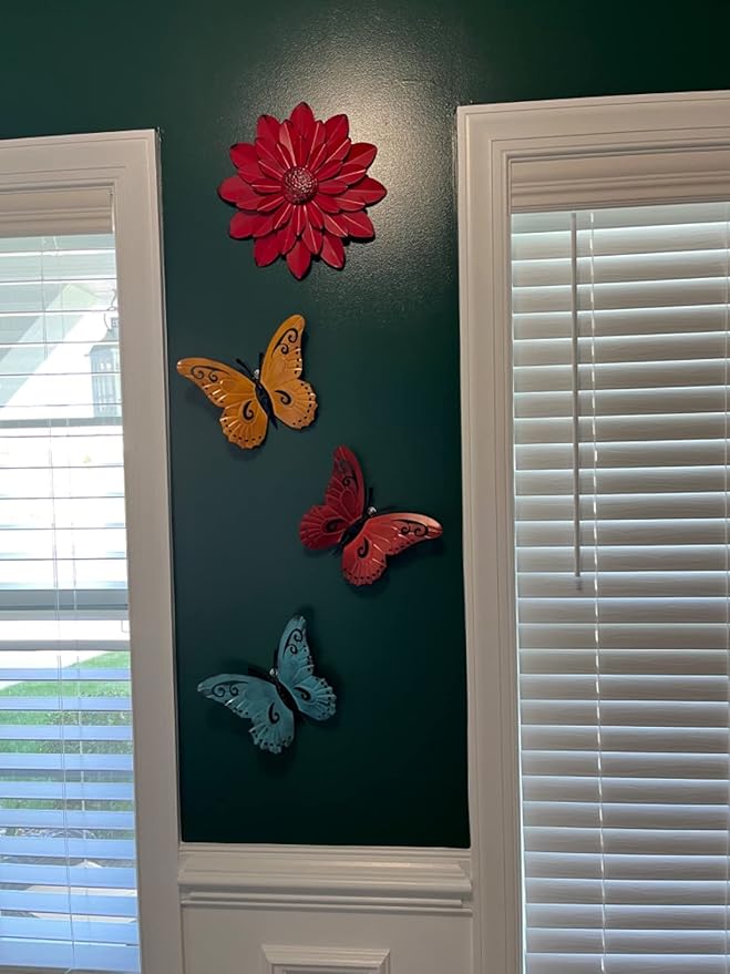 EASICUTI Coral Multiple Layer Metal Flower Wall Art Decor Hanging for Indoor Outdoor Home Bathroom Kitchen Dining Room Bedroom Living Room Farmhouse Or Wall Sculptures 12 Inch