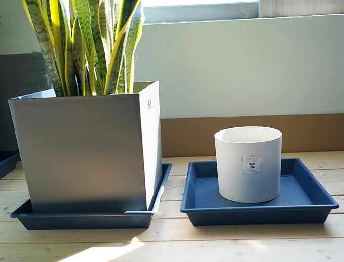 Square Plant Saucer 20 Inch 2 Pack, Large Plant Trays for Pots Heavy Duty Plastic Plant Saucers for Indoors Outdoors, Flower Pot No Holes Plant Lover Gardening Gifts