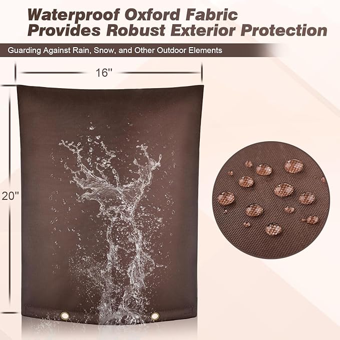 Outdoor Backflow Preventer Cover - 16''W x 20''H, Winter Freeze & Weatherproof Protection for Irrigation Pipes & Sprinkler Valves- Brown