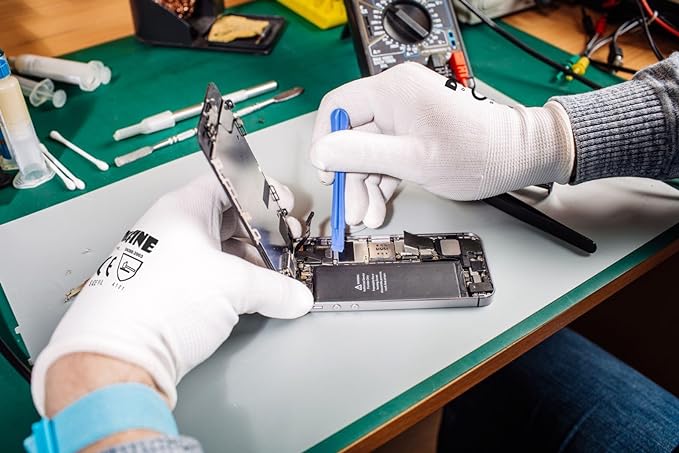 DULFINE Safety Work Gloves PU Coated-12 Pairs,White Seamless Knit Glove with Polyurethane Coated Smooth Grip on Palm & Fingers, for Men and Women, Ideal for General Duty Work (Medium)