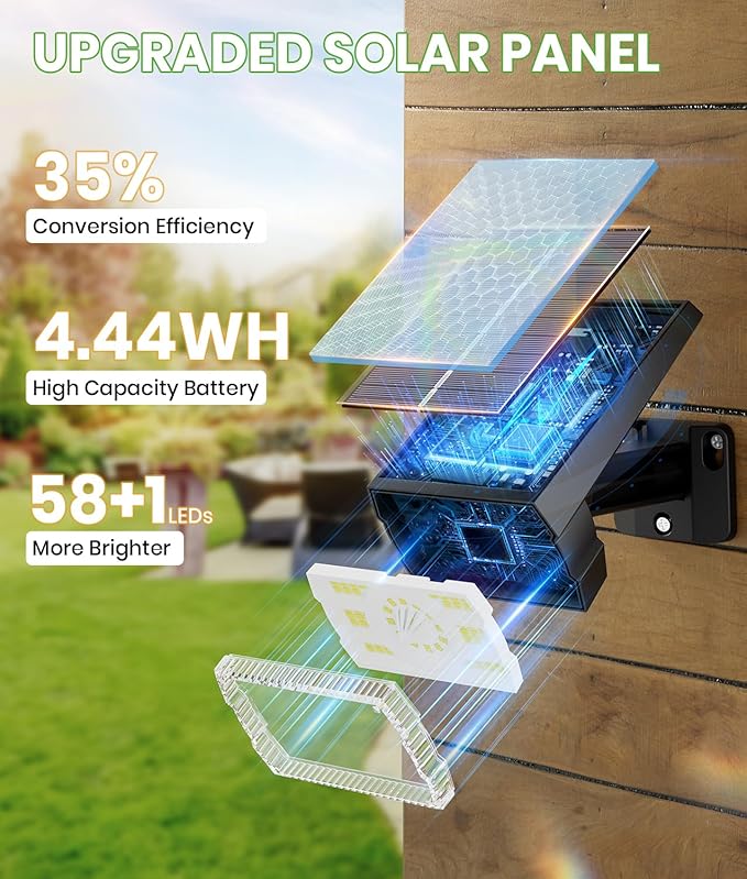 Bright Solar Spot Lights Outdoor, [58 LED/12000K/3 Modes] Solar Lights Outdoor Waterproof IP67, Auto On/Off, 2-in-1 Wall Light Flood Light for Tree Yard Garden Pathway, 2 Pack