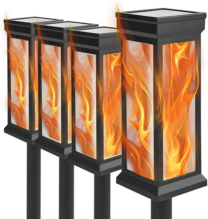 8Pack Solar Lights Outdoor Waterproof Torch Lights with Flickering Flame, Landscape Lighting for Outside, Solar Pathway Light for Patio Lawn Porch Walkway Driveway Garden Decorations for outside