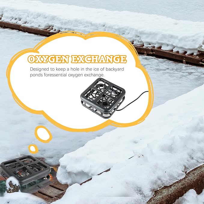 Aobiono Pond Heater De Icer, Winter Thermo Climate Floating Survival Solution for Outdoor Fish Pond Koi, Thermostat Control for Water Stock Tank Livestock Bird Bath Pet, 12 ft Cord (1000W)