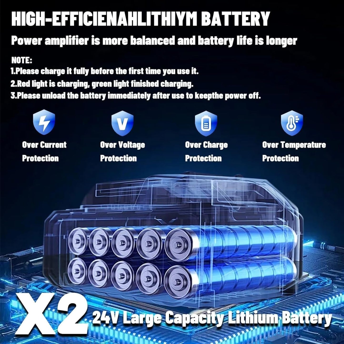 Electric Weed Wacker,Weed Eater on Battery Operated,Comes with Two 24V Batteries and Three Different Types of Blades,3 in 1 Trimmer Lawn/Cordless Trimmer for Lawn Yard Garden (Black)